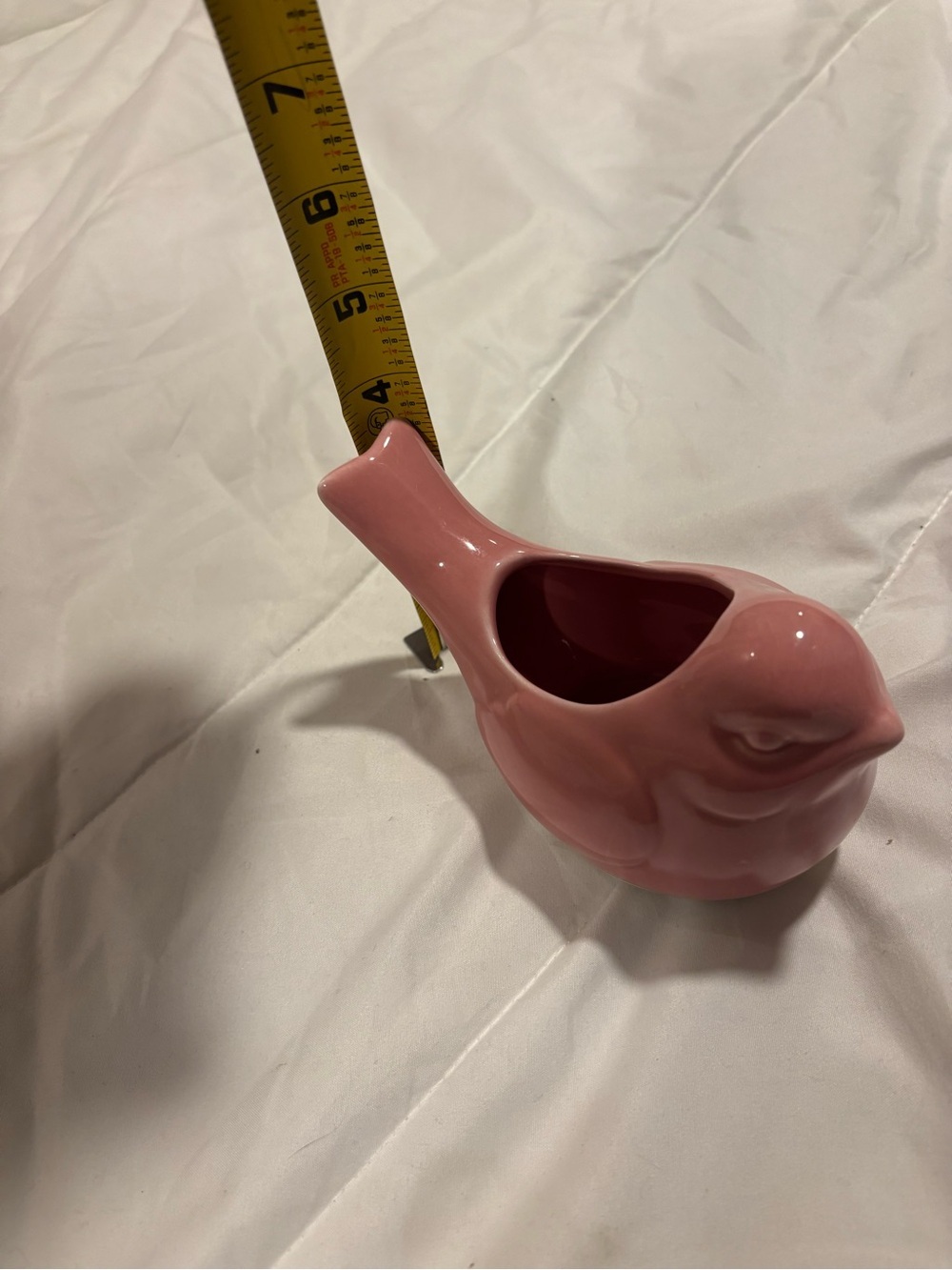Pink Ceramic Bird Planter - Decorative Pet Bird Accent - Picture 6 of 6